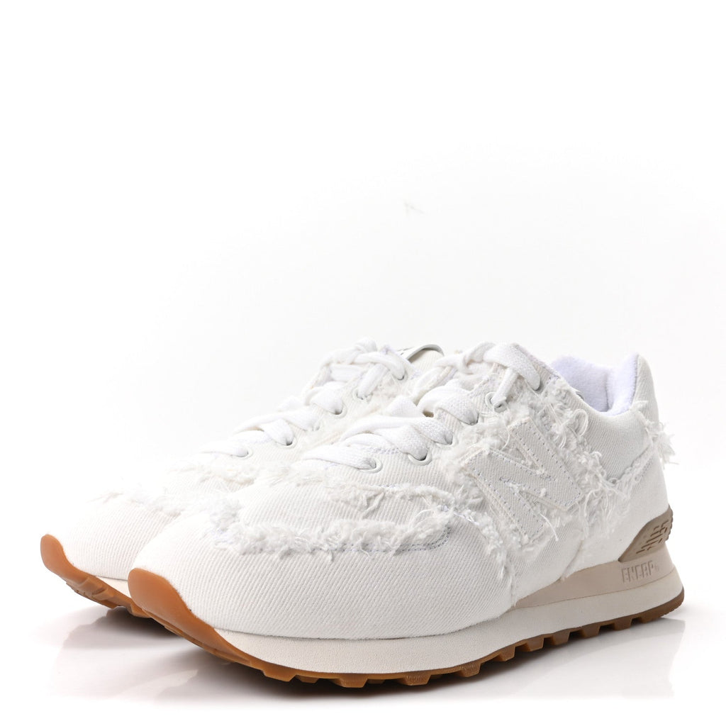 X NEW BALANCE DENIM MARMORIZZATO 574 SNEAKERS WHITE