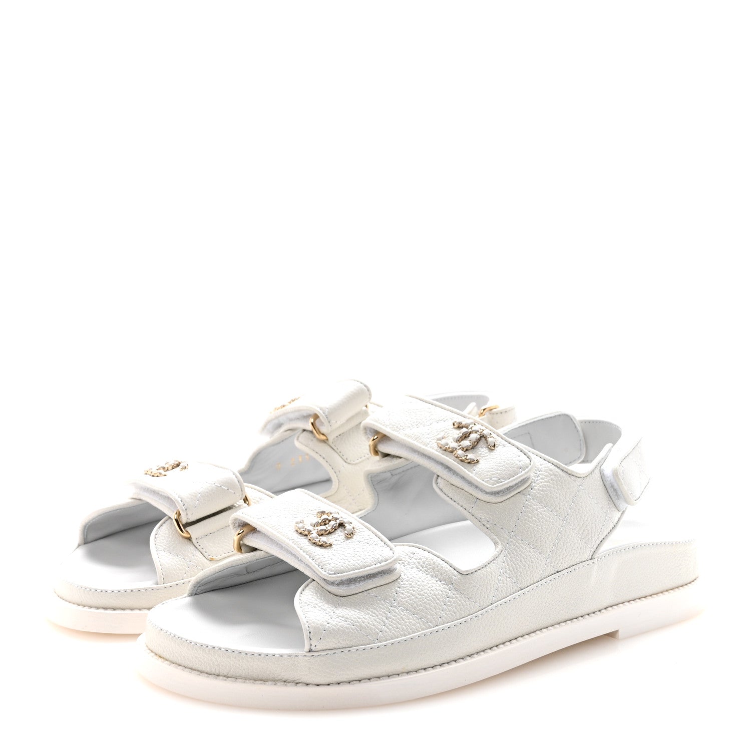 GRAINED CALFSKIN VELCRO DAD SANDALS WHITE