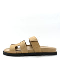 SUEDE GOATSKIN WOMENS CHYPRE SANDALS BEIGE LIN