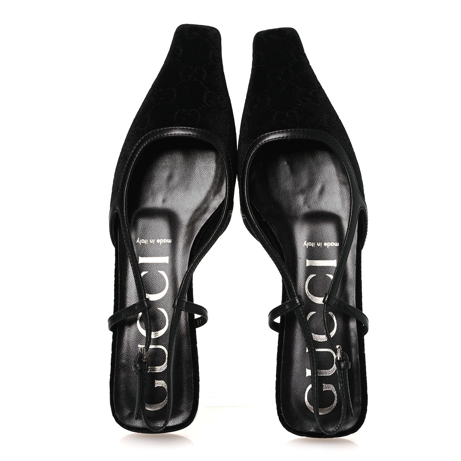 VELVET GG MONOGRAM SLINGBACK BALLET FLATS BLACK