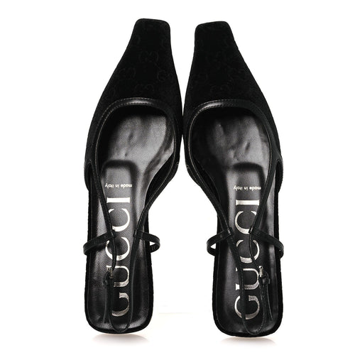 VELVET GG MONOGRAM SLINGBACK BALLET FLATS BLACK