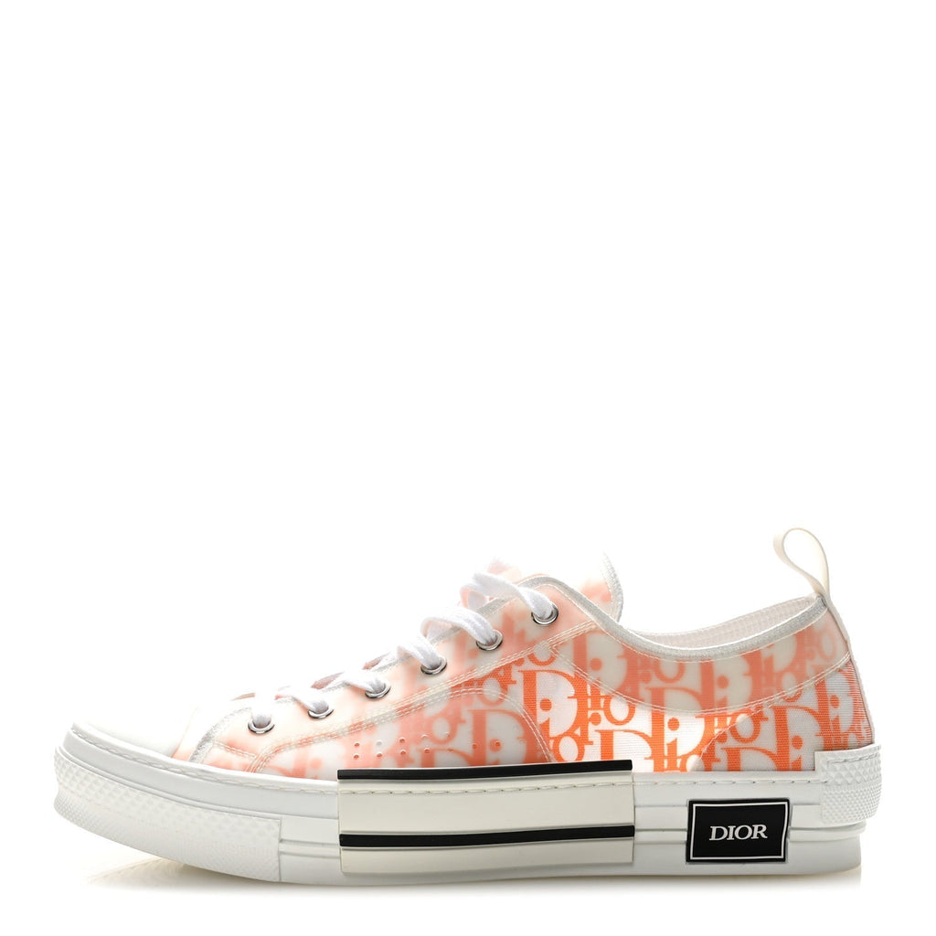 TECHNICAL CANVAS OBLIQUE MENS B23 LOW TOP SNEAKERS WHITE ORANGE