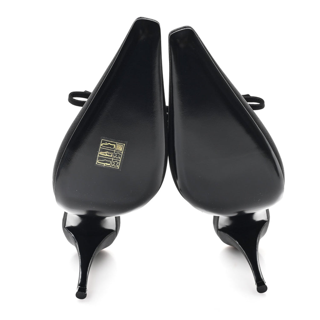 CREPE DE CHINE CRYSTAL BOW SLINGBACK PUMPS BLACK