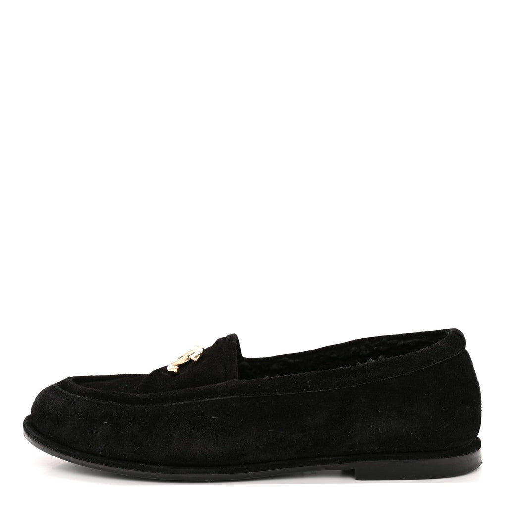 SUEDE CALFSKIN CC LOAFERS BLACK