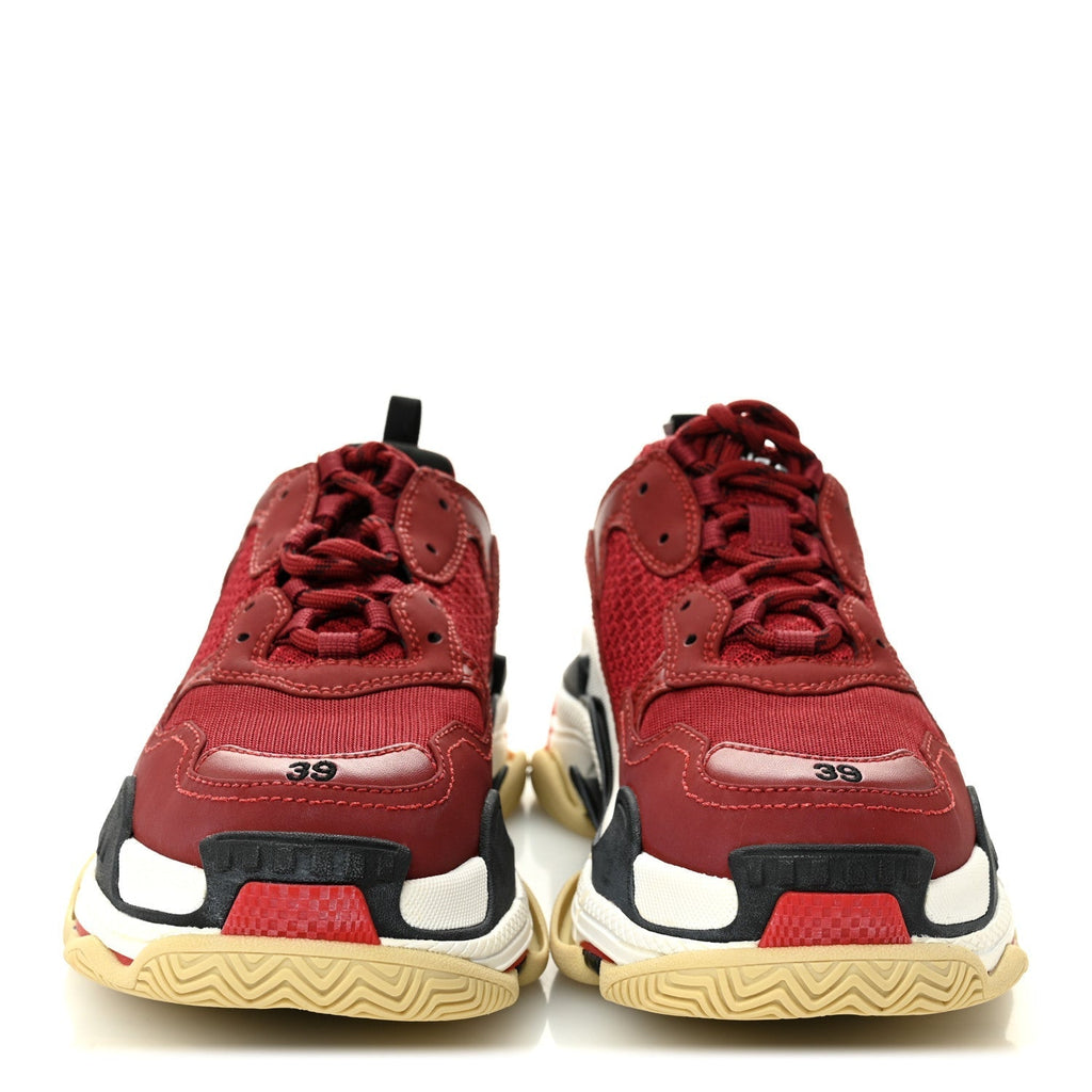 FABRIC MESH WASHED EFFECT WOMENS TRIPLE S SNEAKERS BORDEAUX TRICOLOR