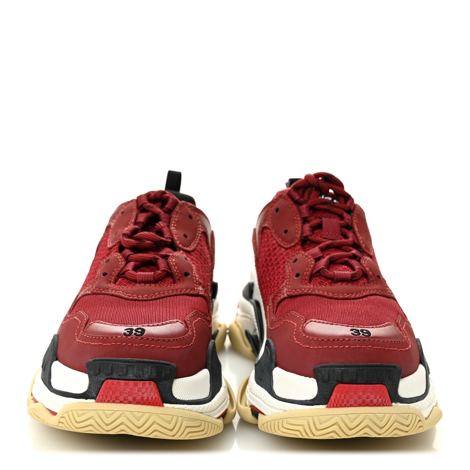 FABRIC MESH WASHED EFFECT WOMENS TRIPLE S SNEAKERS BORDEAUX TRICOLOR