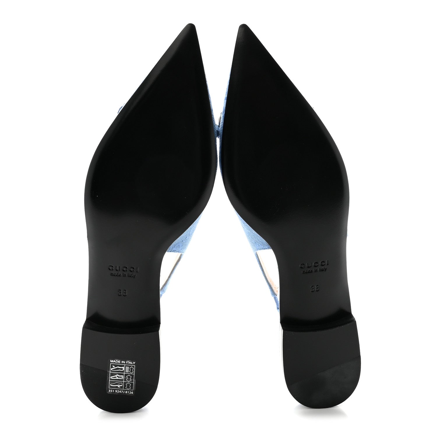 CANVAS GG MONOGRAM HORSEBIT WOMENS SLINGBACK BALLET FLAT LIGHT BLUE