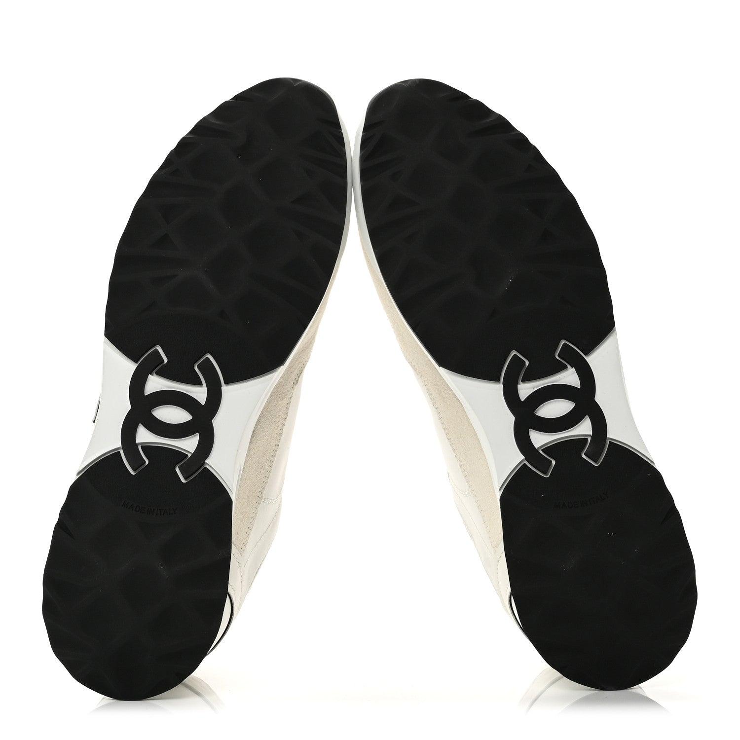 CALFSKIN SUEDE CC MENS SNEAKERS WHITE BEIGE BLACK