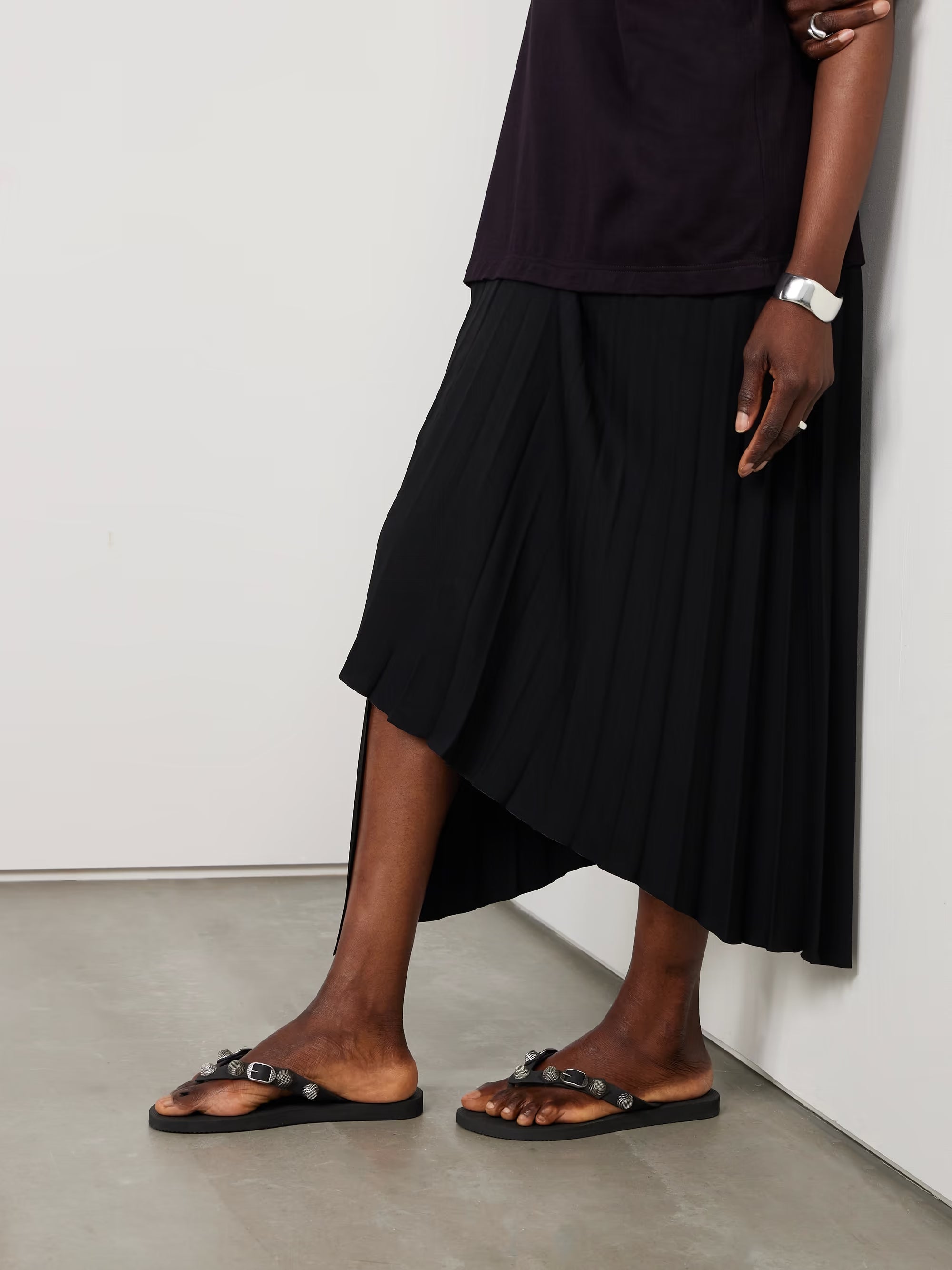 BALENCIAGA CAGOLE EMBELLISHED RUBBER FLIP FLOPS