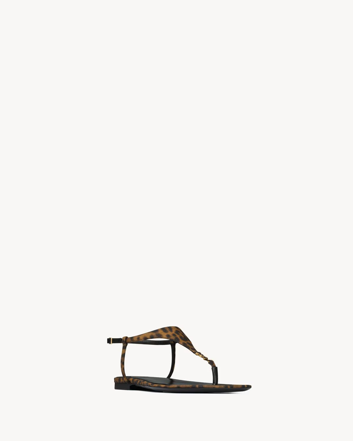 YSL CASSANDRA SANDALS IN LEOPARD GROSSGRAIN