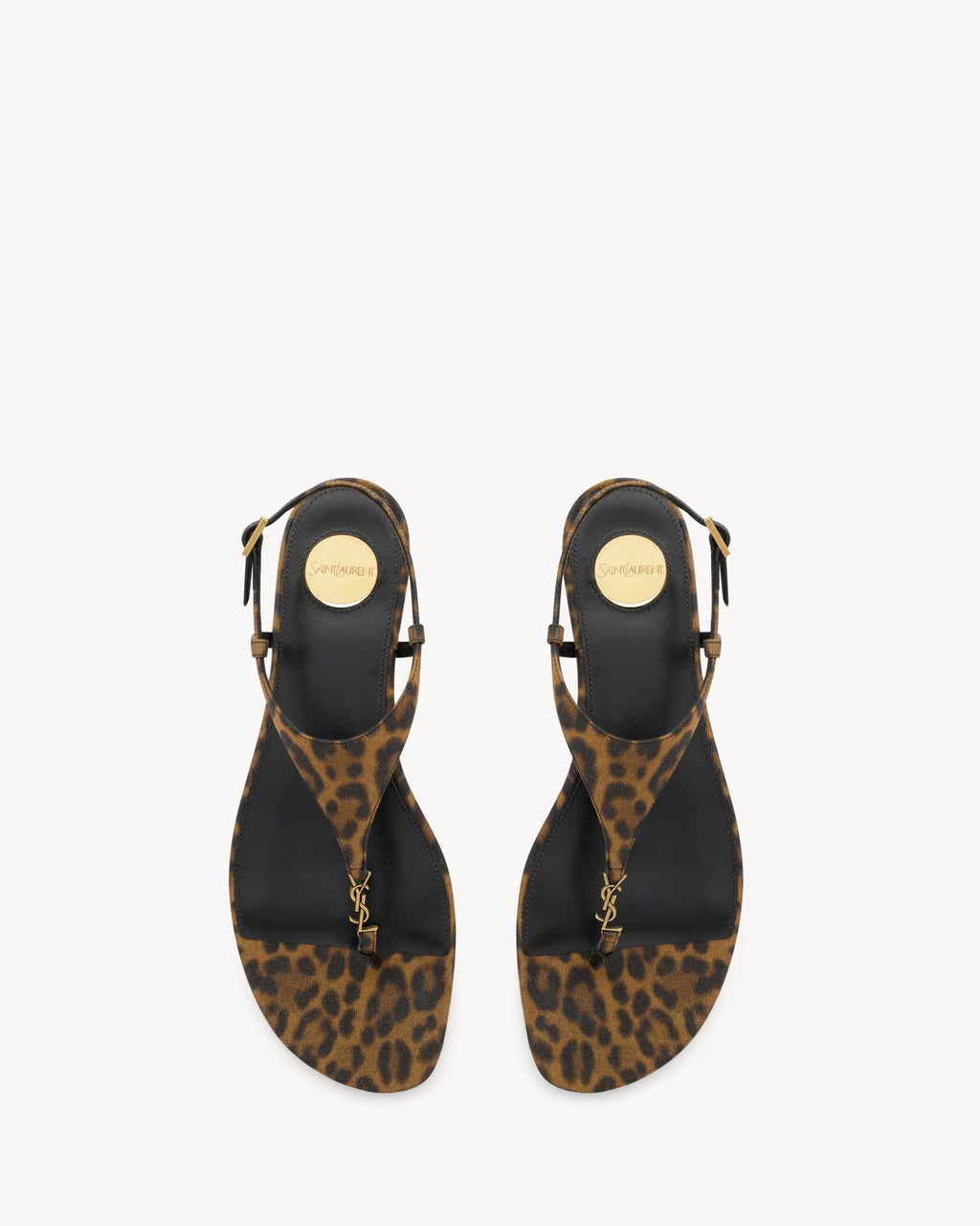 YSL CASSANDRA SANDALS IN LEOPARD GROSSGRAIN