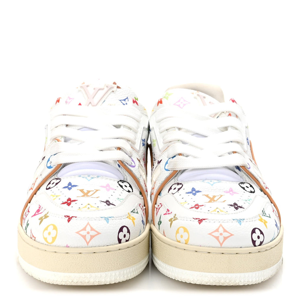 LV X TM CALFSKIN MONOGRAM MULTICOLOR WOMENS LV TRAINER SNEAKERS WHITE