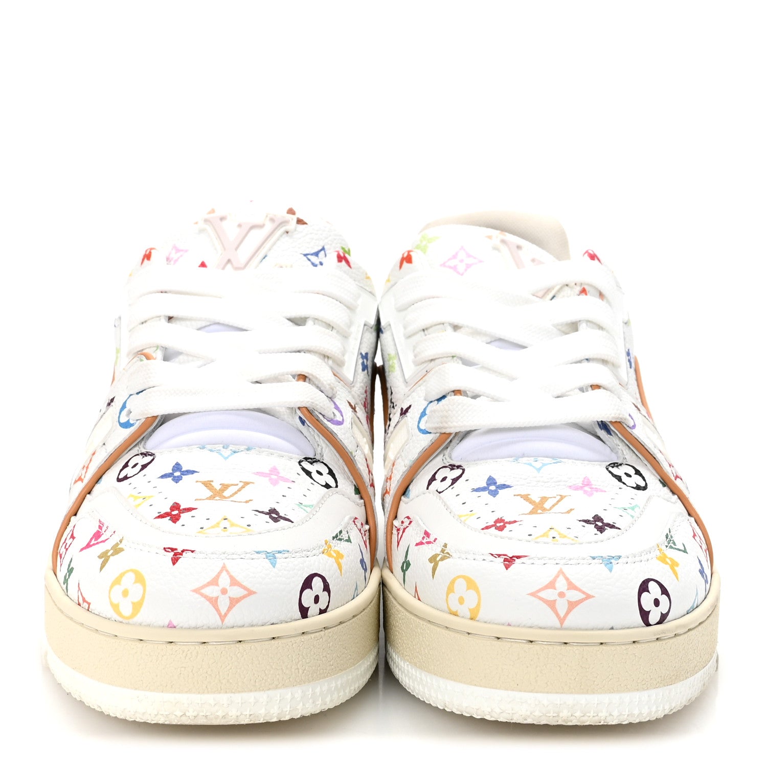 LV X TM CALFSKIN MONOGRAM MULTICOLOR WOMENS LV TRAINER SNEAKERS WHITE