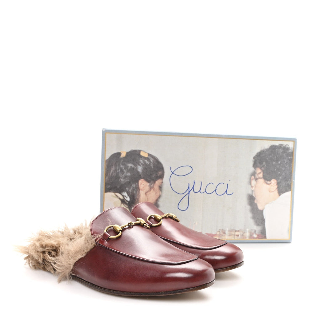 ETIS GLAMOUR CALFSKIN GRANADA KID FUR MENS PRINCETOWN SLIPPERS RUBY BORDEAUX NATURALE