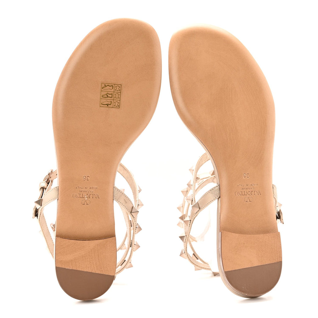NAPPA ROCKSTUD ANKLE STRAP FLAT THONG SANDALS SKIN