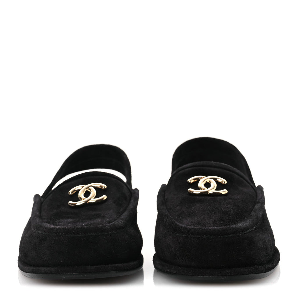 SUEDE CALFSKIN CC SLINGBACK LOAFERS BLACK
