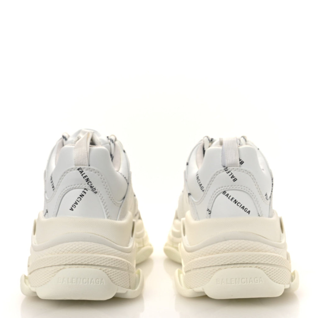 TECHNICAL FABRIC ALLOVER LOGO WOMENS TRIPLE S SNEAKERS WHITE BLACK