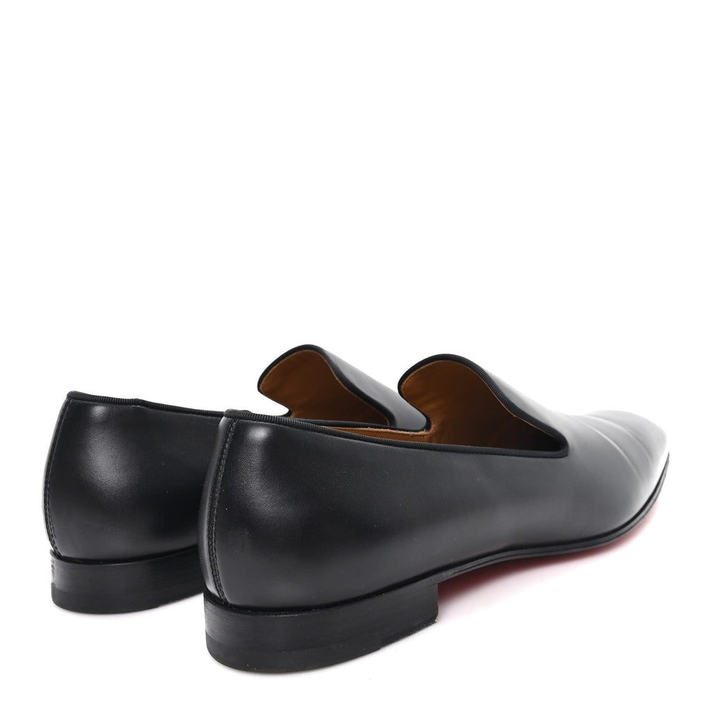 MENS CALFSKIN BROSSE DANDELION FLAT LOAFERS BLACK
