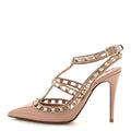 PATENT PVC ROCKSTUD ANKLE STRAP 100MM PUMPS ROSE