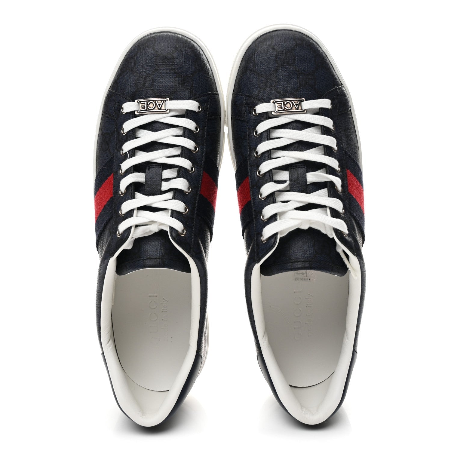 GG SUPREME MONOGRAM AYERS WEB MENS NEW ACE SNEAKERS DARK BLUE