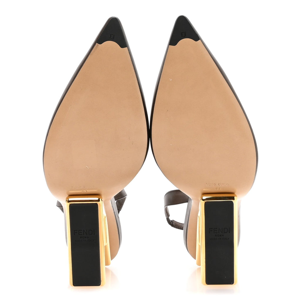 VITELLO FENDI FIRST 95MM SLINGBACK SANDALS COFFEE
