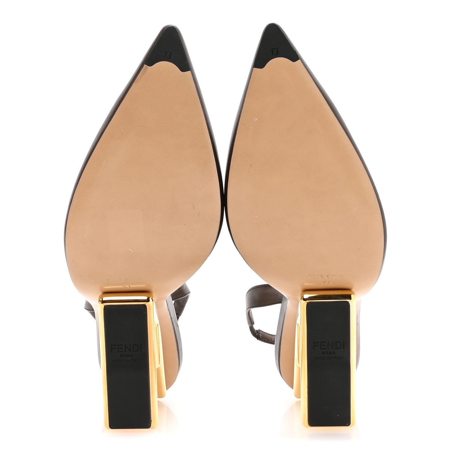 VITELLO FENDI FIRST 95MM SLINGBACK SANDALS COFFEE