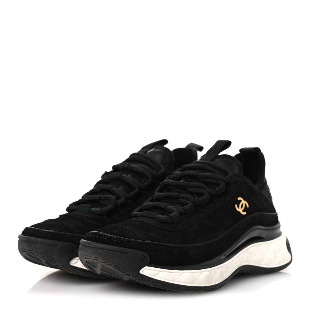 SUEDE CALFSKIN NYLON GROSGRAIN CC SNEAKERS BLACK