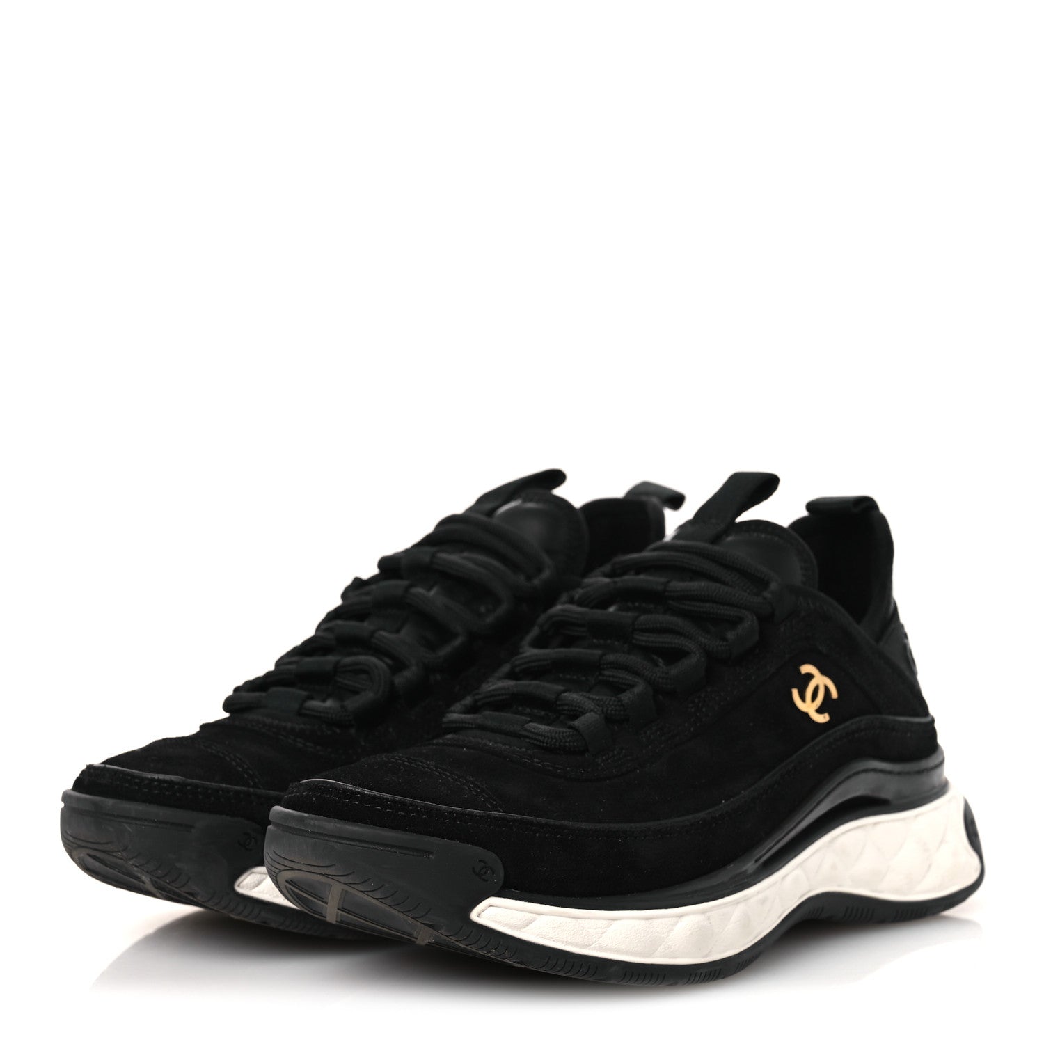 SUEDE CALFSKIN NYLON GROSGRAIN CC SNEAKERS BLACK