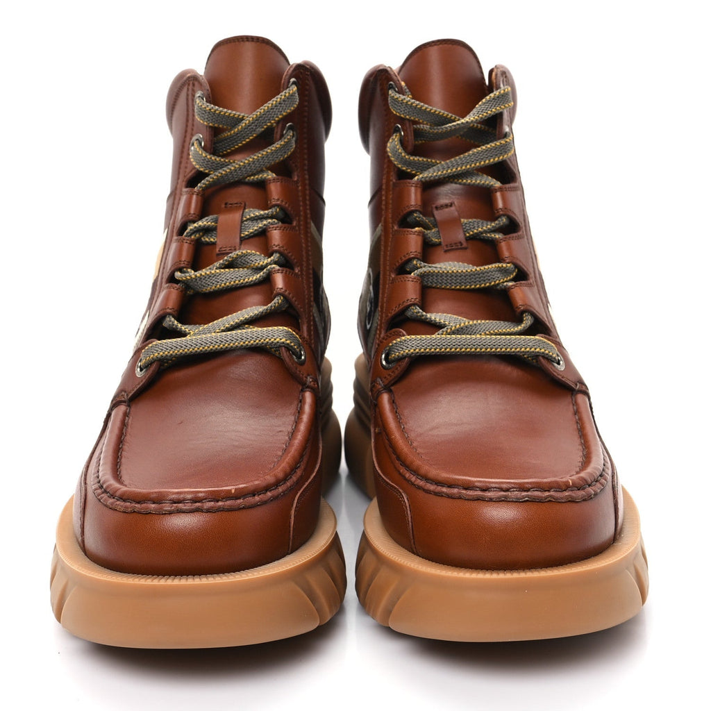 QUEBEC CALFSKIN WEB MENS INTERLOCKING G LACE UP COMBAT UP COMBAT BOOTS CUIR MYSTIC WHITE EBONY BEIGE