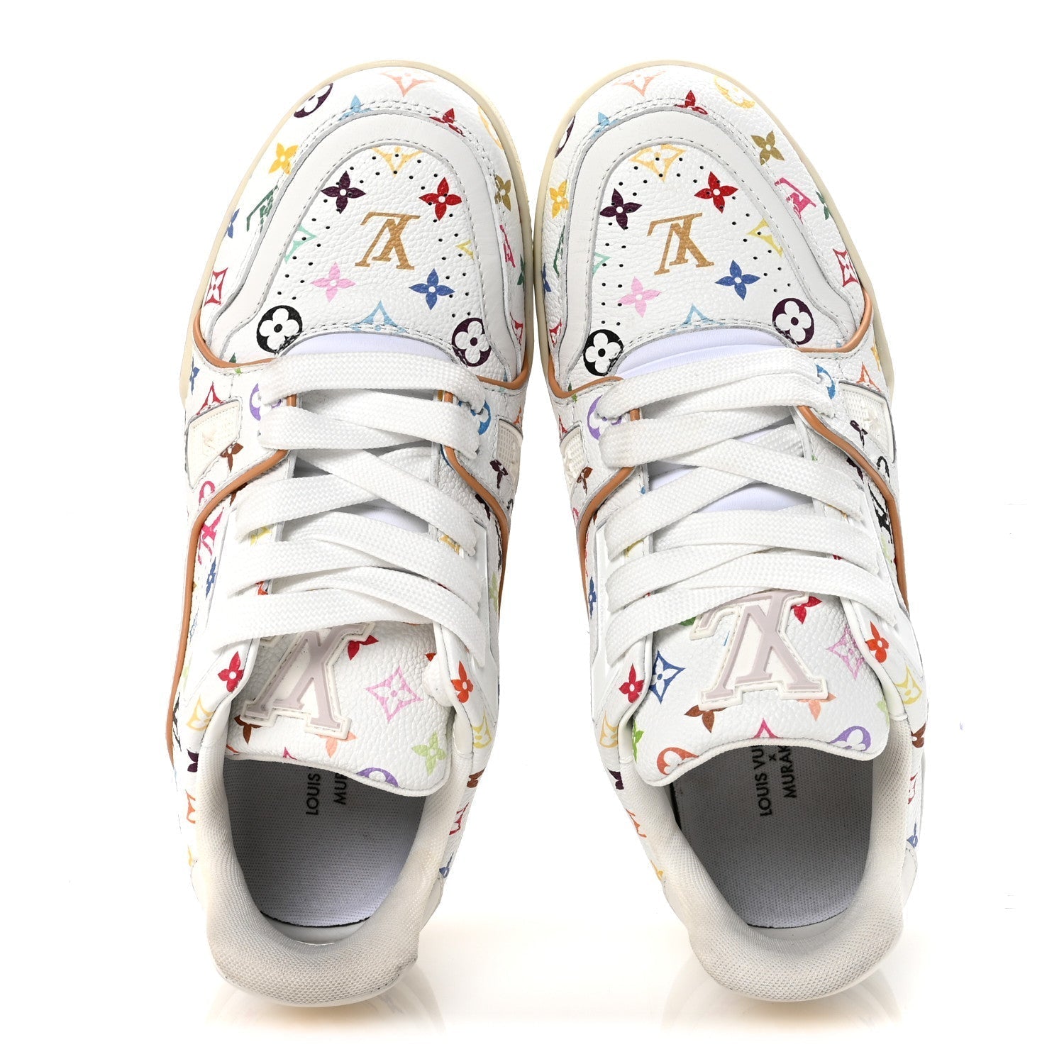 LV X TM CALFSKIN MONOGRAM MULTICOLOR WOMENS LV TRAINER SNEAKERS WHITE