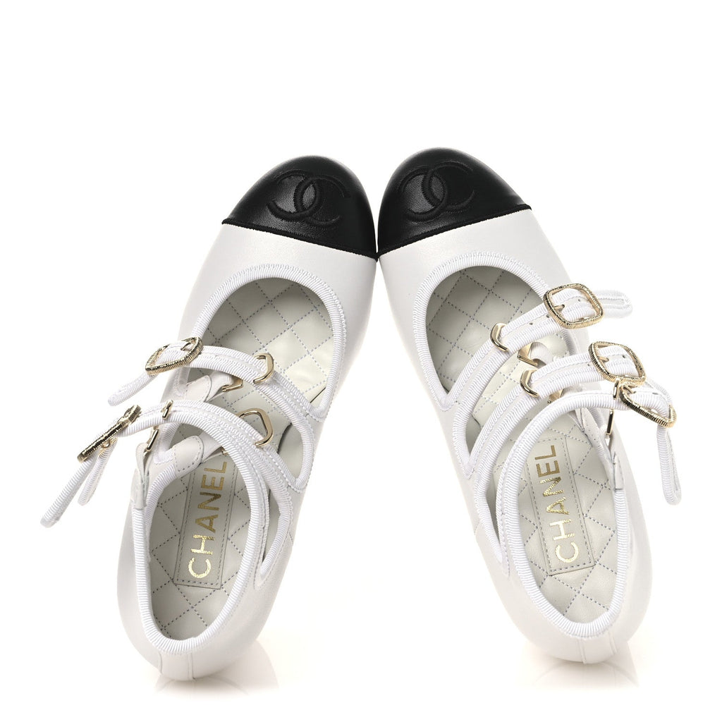 LAMBSKIN METAL MARY JANE PUMPS WHITE BLACK