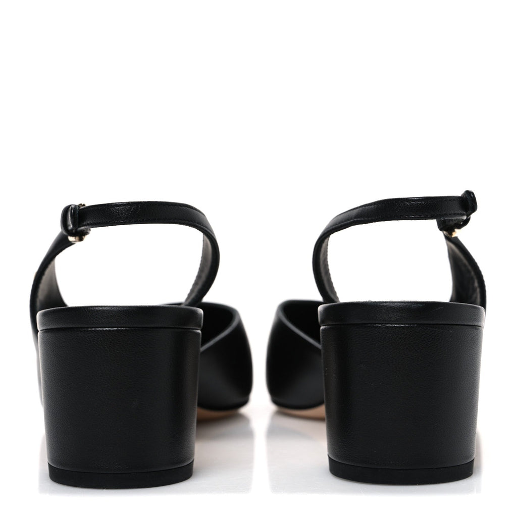 LAMBSKIN GROSGRAIN PEARL CAP TOE CC SLINGBACK PUMPS BLACK