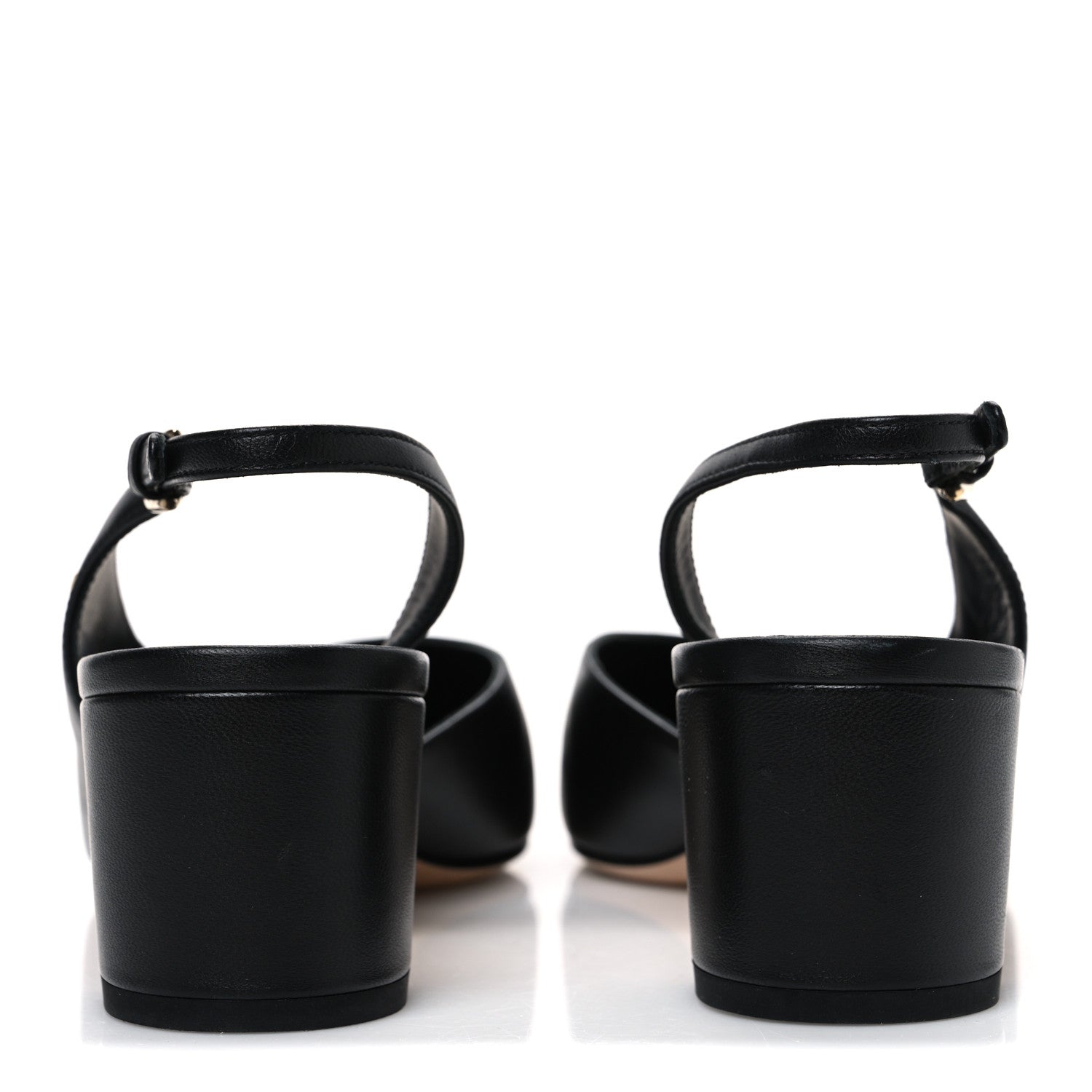 LAMBSKIN GROSGRAIN PEARL CAP TOE CC SLINGBACK PUMPS BLACK