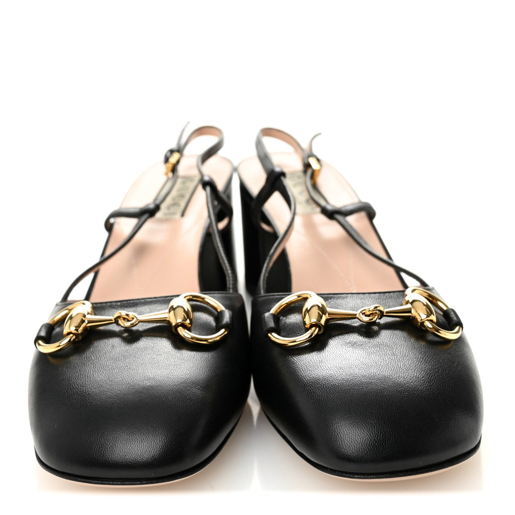 MALAGA KID HORSEBIT 70MM SLINGBACK PUMPS BLACK