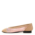 RAFFIA CAP TOE BALLERINA FLATS PINK BEIGE
