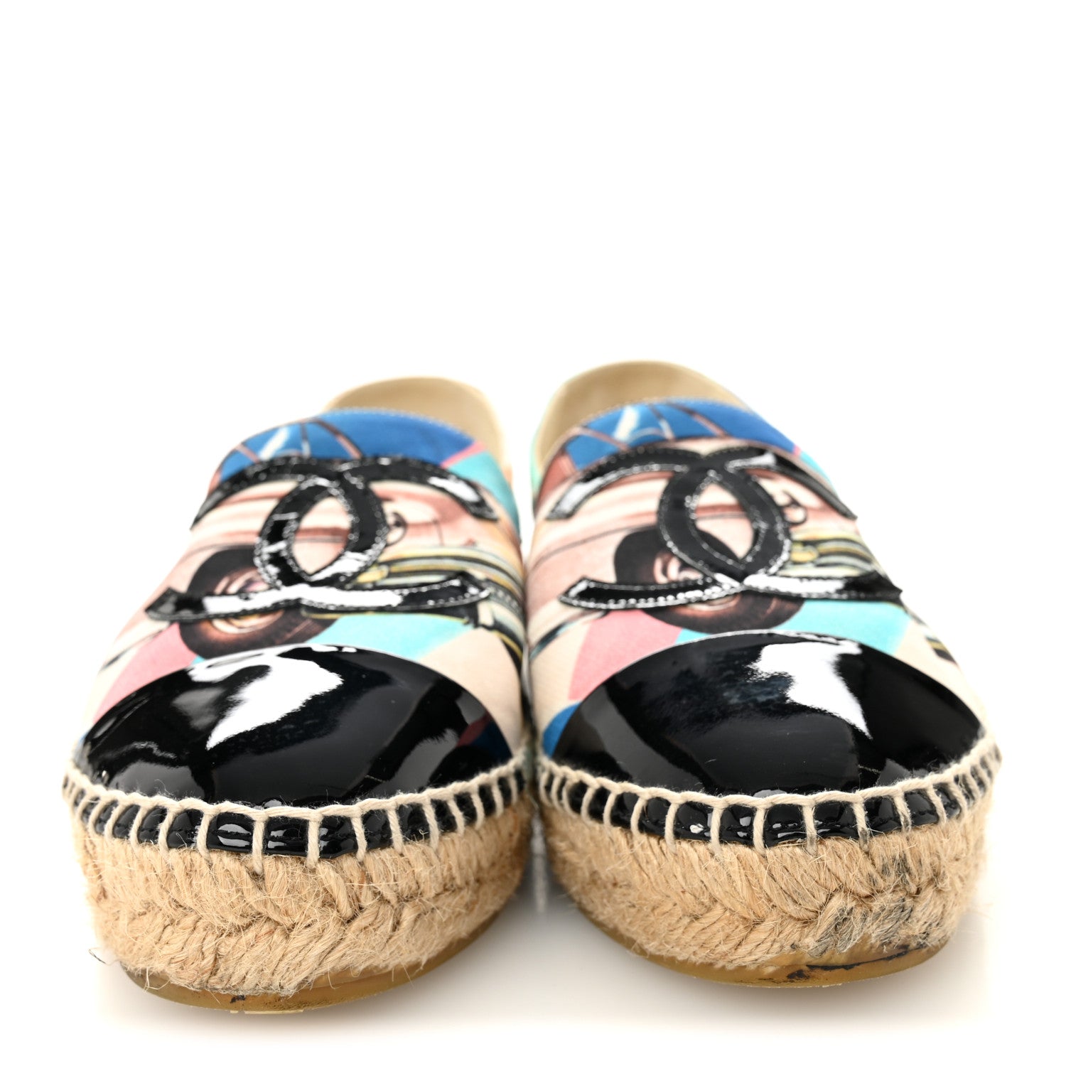 FABRIC PATENT CC ESPADRILLES MULTICOLOR BLACK