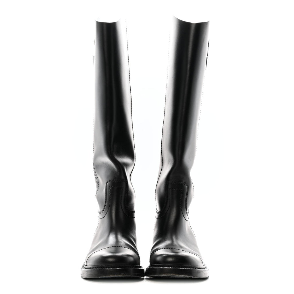CALFSKIN CAP TOE CC RIDING BOOTS BLACK
