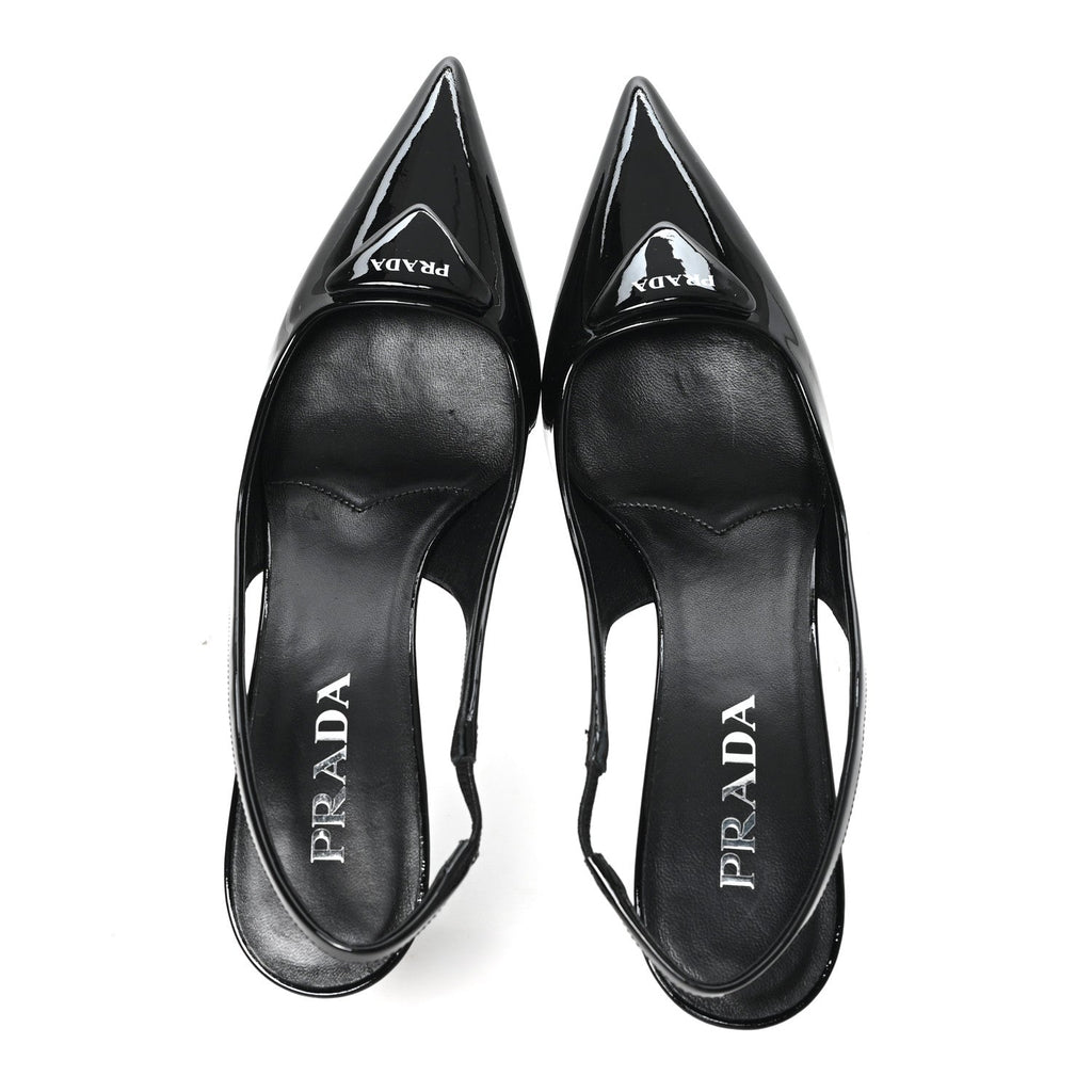 VERNICE LOGO POINTED TOE SLINGBACK PUMPS BLACK