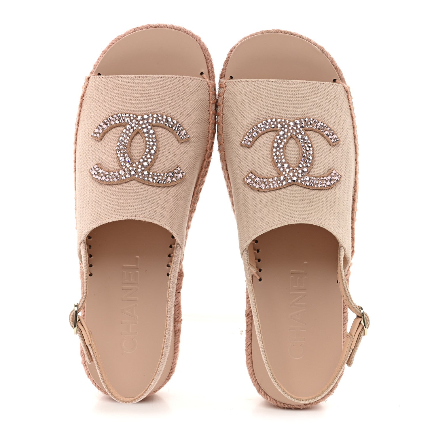 CANVAS STRASS CC ESPADRILLE SLINGBACK SANDALS PINK
