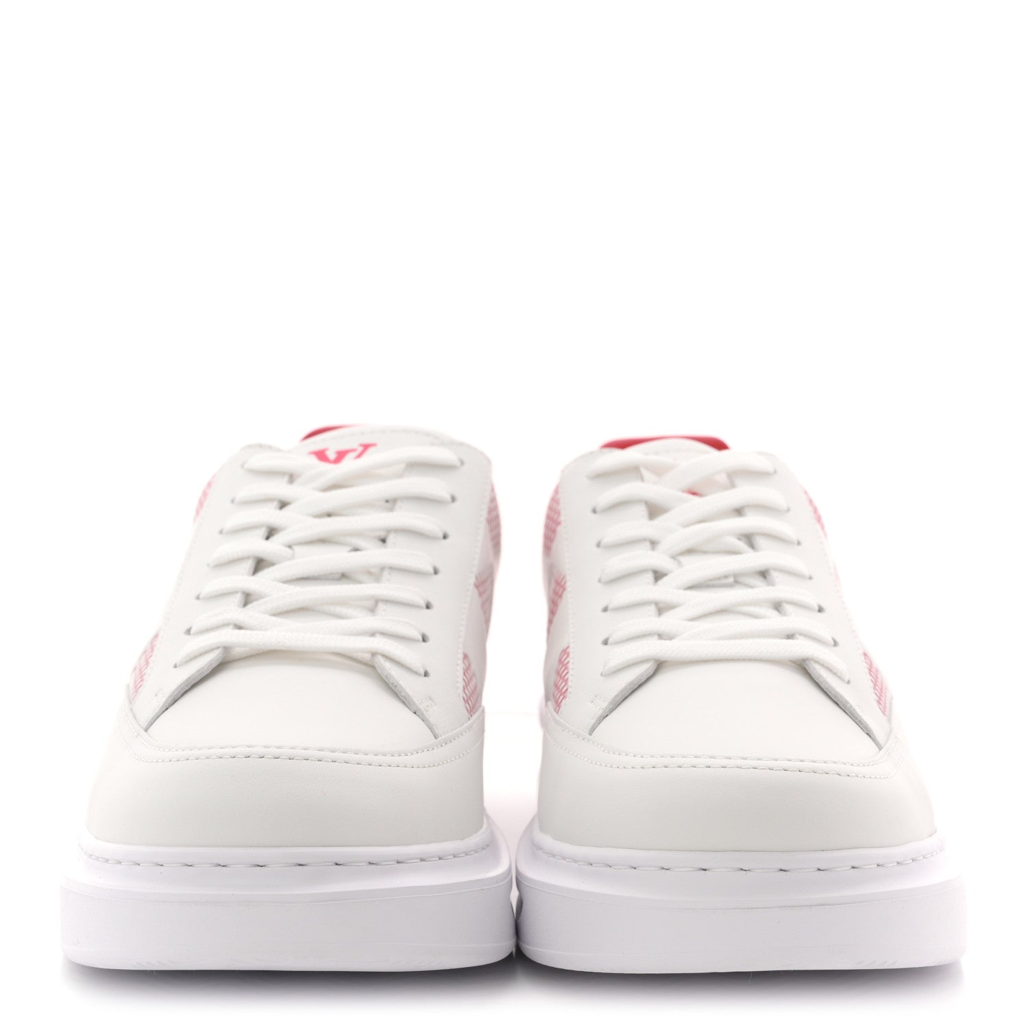 DAMIER CALFSKIN MENS BEVERLY HILLS SNEAKERS WHITE ROUGE
