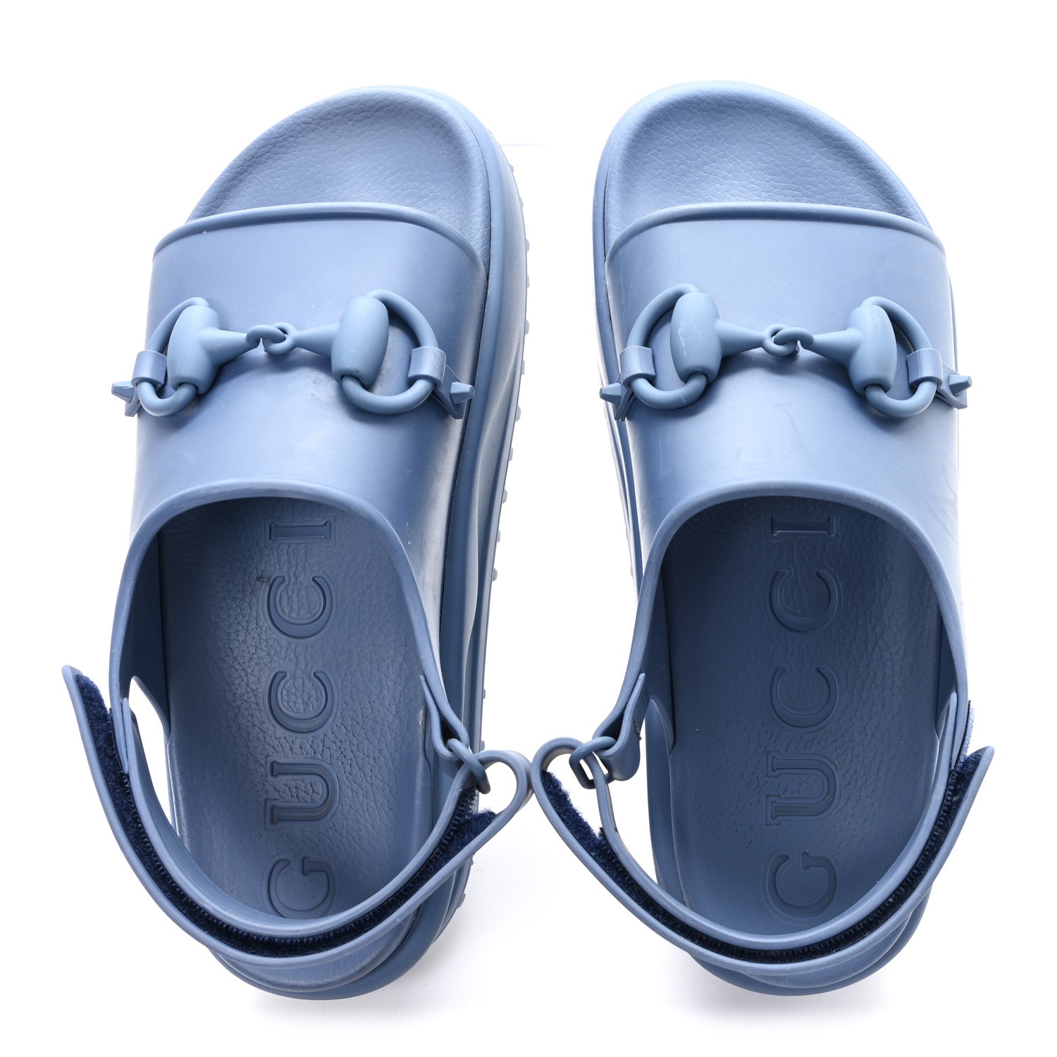 SOFT RUBBER HORSEBIT TOUCH MENS STRAPPED SANDALS WASHED INDIGO