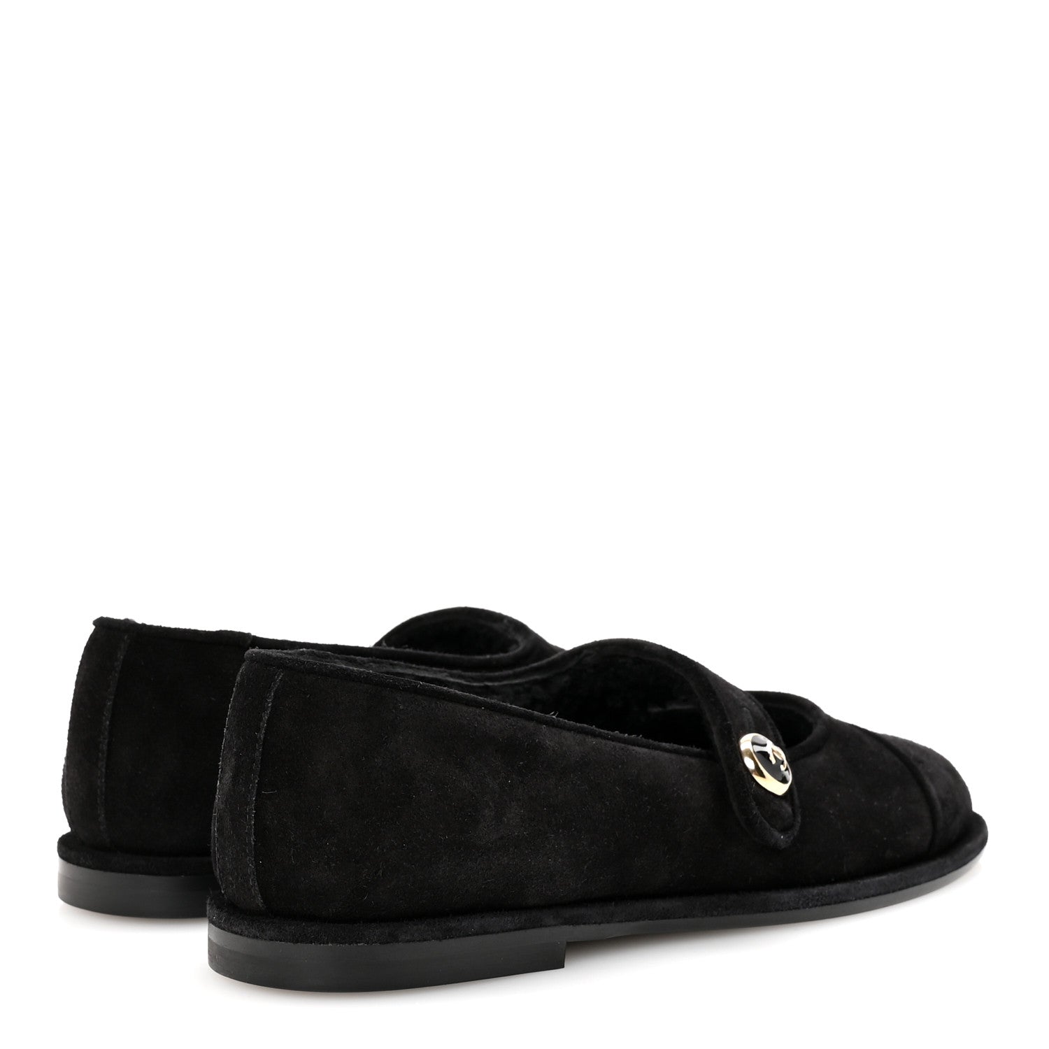 SUEDE CAP TOE CC MARY JANE FLATS BLACK