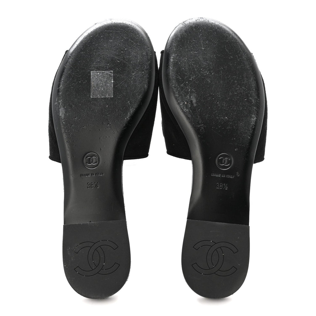 SUEDE KIDSKIN VELCRO MULES BLACK