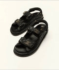 CHANEL DAD SANDAL IN BLACK QUILTED CAVIAR LEATHER