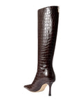 JIMMY CHOO AGATH CROC-EFFECT LEATHER KNEE BOOTS