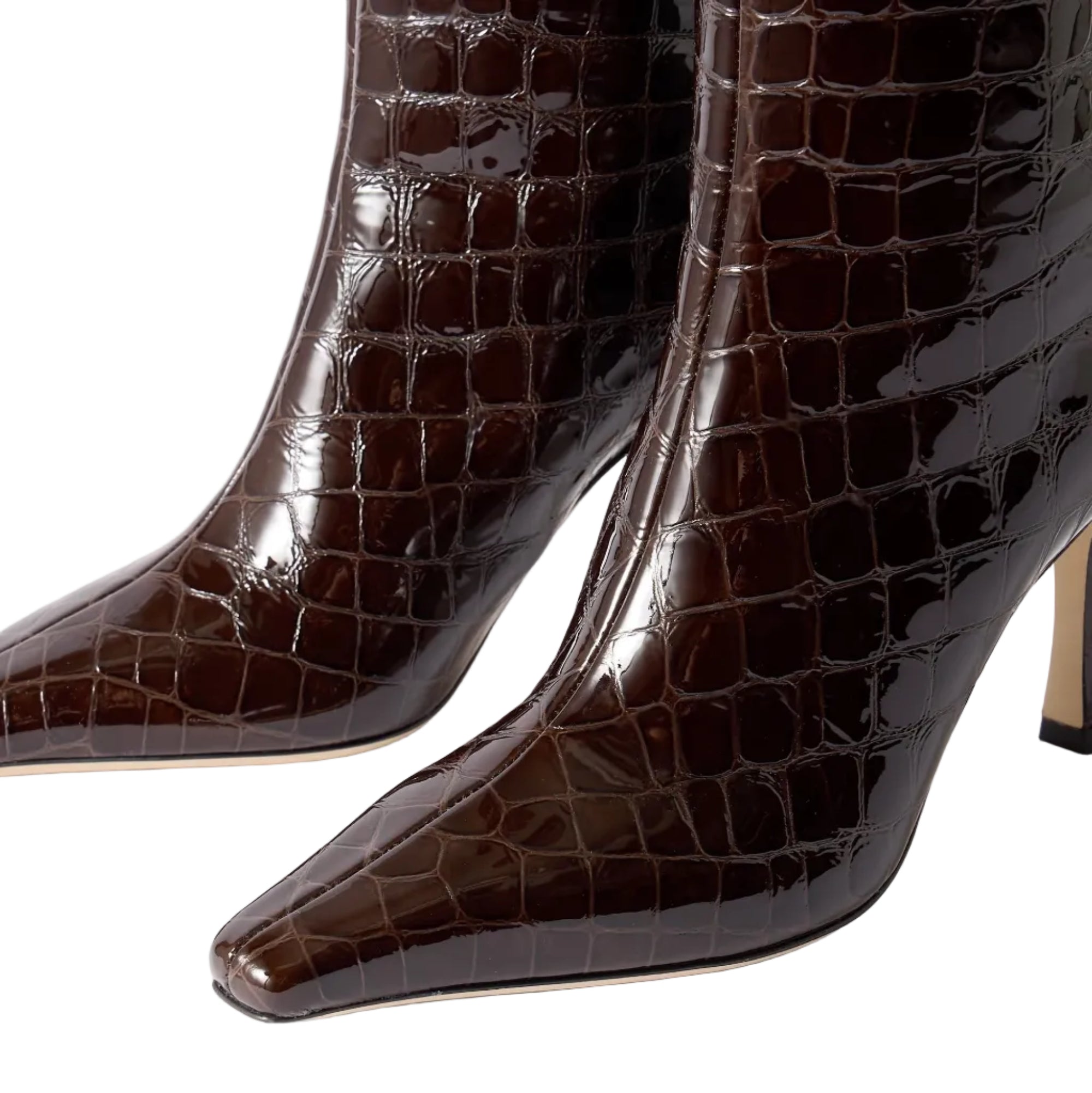 JIMMY CHOO AGATH CROC-EFFECT LEATHER KNEE BOOTS
