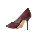 JIMMY CHOO LOVE 100 CRYSTAL-EMBELLISHED LEATHER-TRIMMED MESH PUMPS