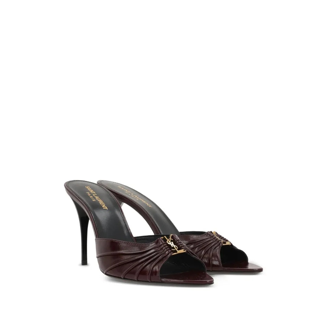 SAINT LAURENT BABYLONE BRETEUIL SLINGBACK PUMPS BURGUNDY