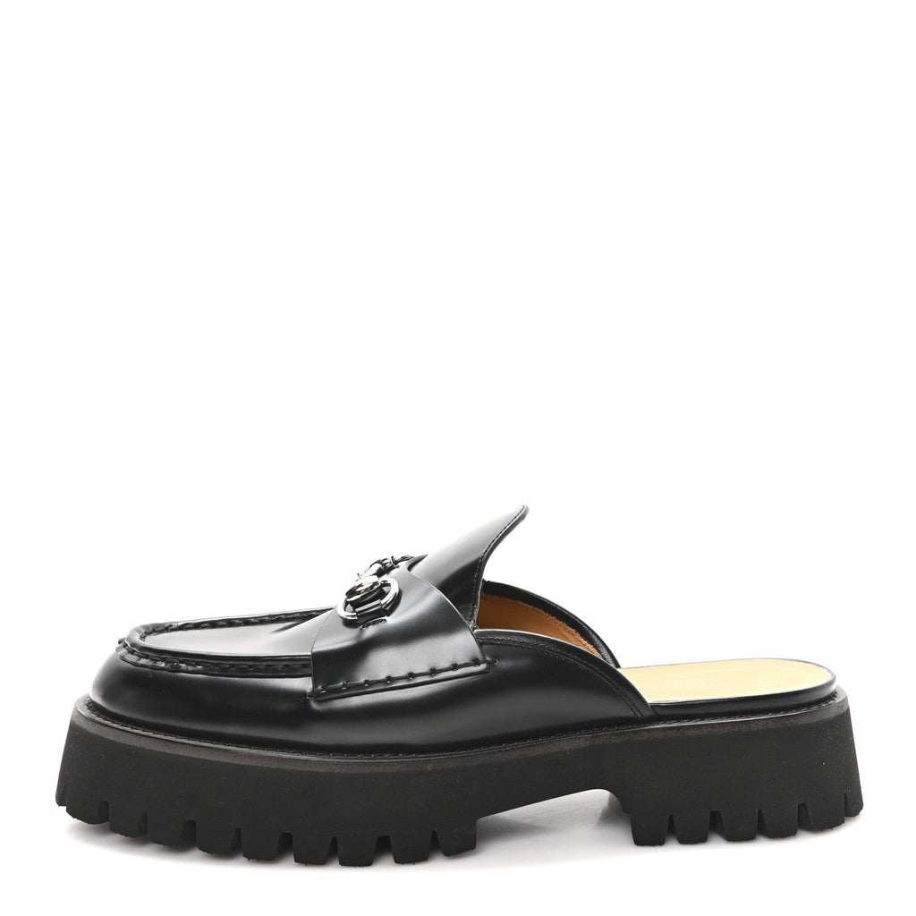 MAGNUM CALFSKIN WOMENS HORSEBIT PLATFORM MULES BLACK