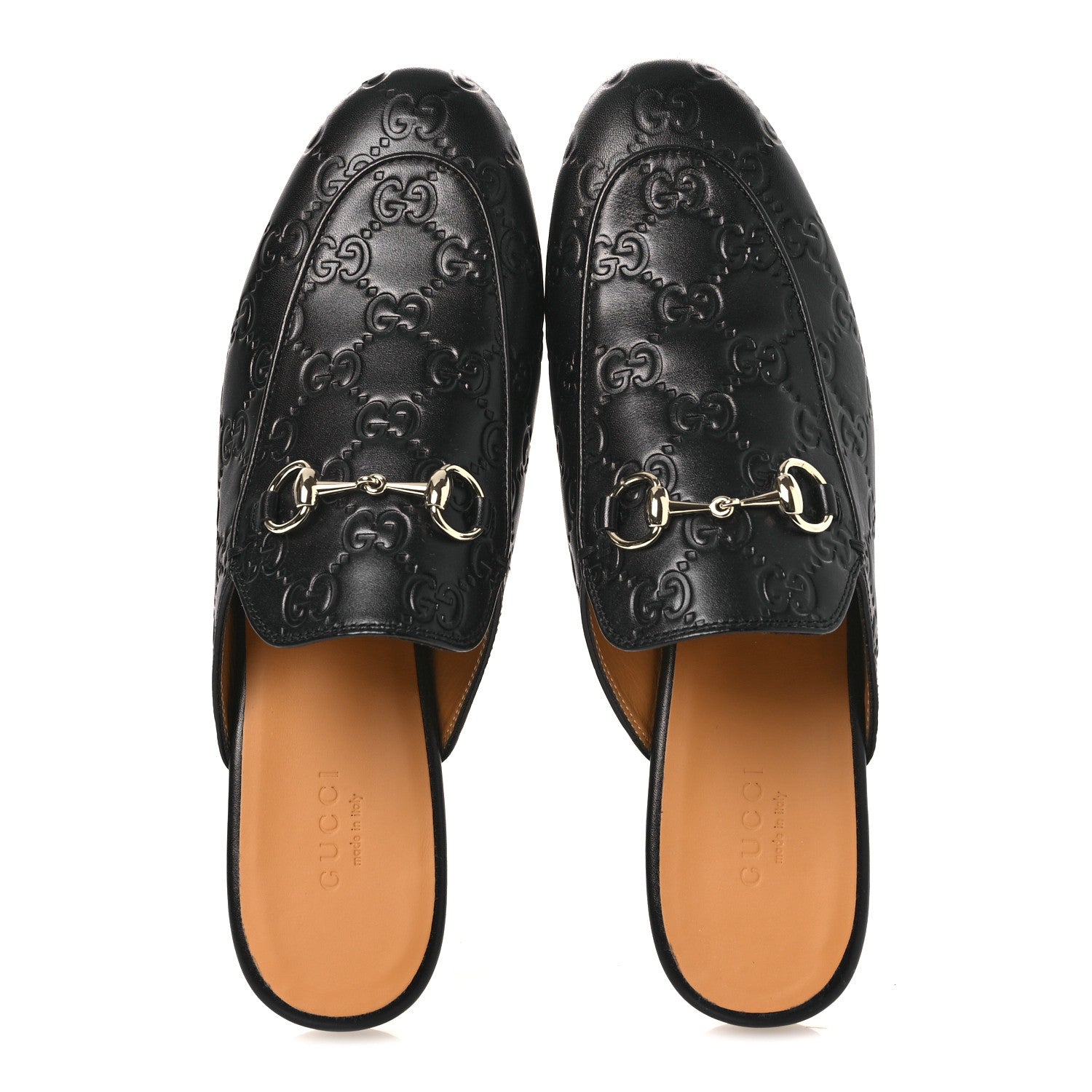 GLAMOUR CALFSKIN GUCCISSIMA WOMENS PRINCETOWN SLIPPERS BLACK